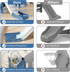 8 in 1 Toddler Slide and Climber Playset Indoor Outdoor Kids Slide with Basketball Hoop,Telescope, Storage Space, Freestanding Backyard Playground for Toddler Age 1-3, Blue