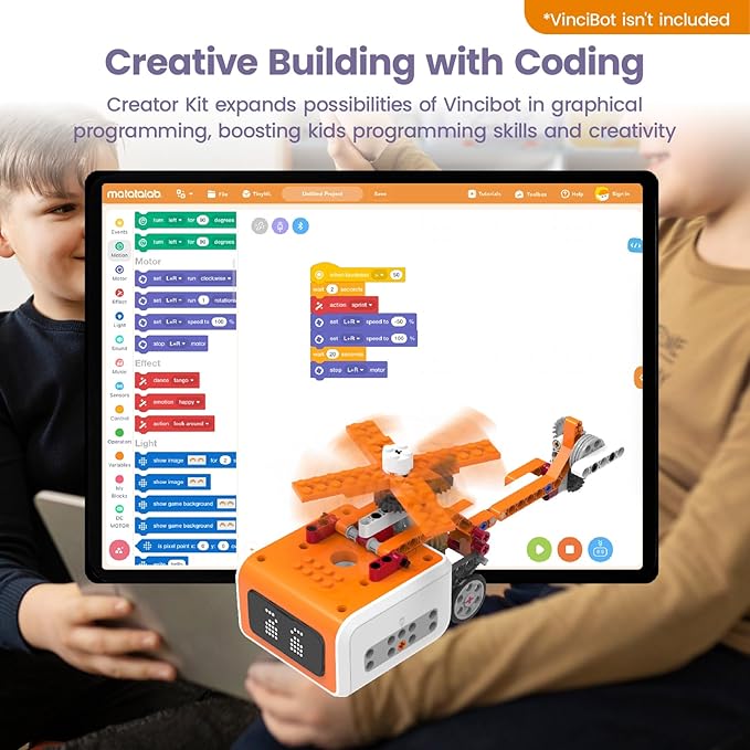 Creator Kit for VinciBot Robotic with 434+ Building Blocks & 20 Building Cases for Kids School STEM Education Class, DIY Science Experiment Kit for Kids Ages 8-12
