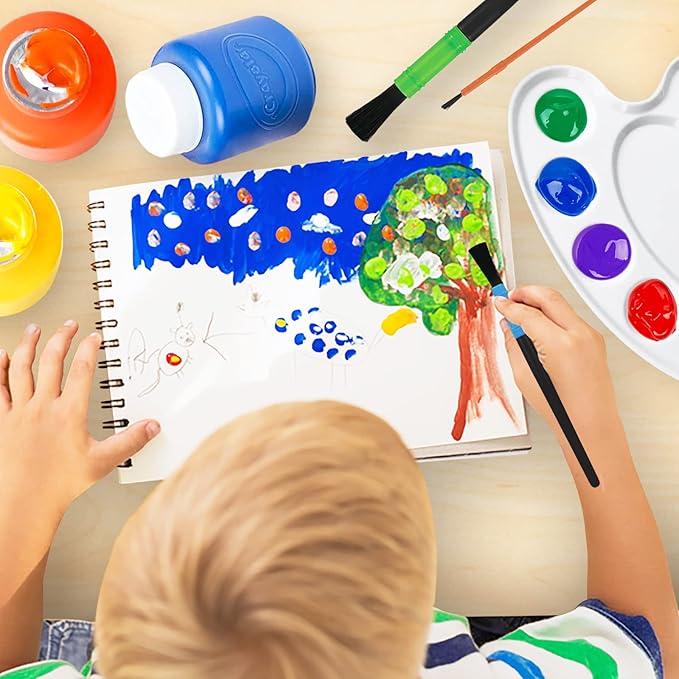 Kids Painting Set, Washable Paint for Kids with Paint Cups, Toddler Paintbrushes, Non Toxic Washable Finger Paints 2 Ounce Each, Toddler Painting Supplies