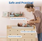 Cozy Castle Baby Dresser with 6 Drawers and Large Table Top, Multi-Functional Chest of Drawer, Drawer Dresser with Three-Sided High Rails for Nursery, Children's Room, Bedroom, Oak