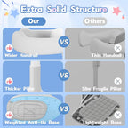 Baby Shower Stand, No-Assembly Baby Bath Stand with Enlarged Anti-Slip Base, Foldable Adjustable Toddler Shower Standing Support, Soporte para Bañera de Bebe, Ideal Gift for Infant 6–36 Months (Grey)