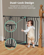 Mom's Choice-GROWNSY Baby Gate for Stairs, 30.5"-43" Pressure Mounted Pet Gate for Doorways-Auto Close Dog Gate for The House-Easy Installation & Walk Thru Wide Safety Gate, Black