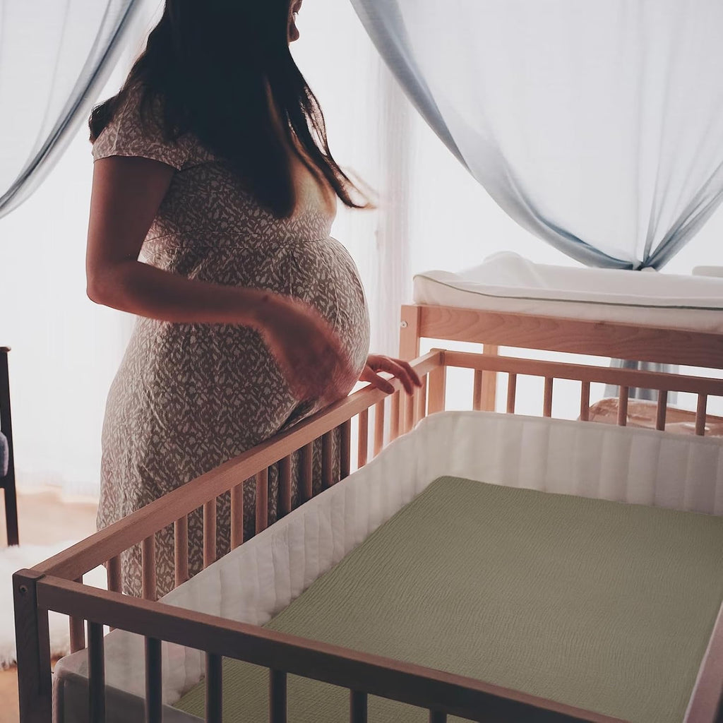 lulumoon Baby Muslin Crib Sheets - Toddler Cotton Fitted Crib Sheets Neutral for Boys and Girls 2Pack