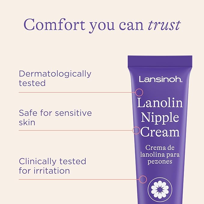 Lansinoh Lanolin Nipple Cream Safe for Breastfeeding Baby, Breastfeeding Essentials, 3 Mini Tubes, Each 0.25 Ounces