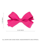 Wee Ones Girls' Plain Wrap Classic Grosgrain Hair Bows on a WeeStay No-Slip Hair Clip, Handmade, Tiny, Shocking Pink