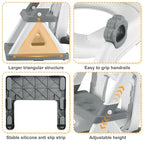 2 In 1 Potty Training Toilet Seat & Toddler Step Stool, Bottom Triangle Stability Toddler Toilet Seat, Adjustable Step & Seat Height Potty Seats (Grey)