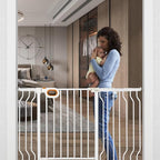 Baby Gate for Stairs 29-52 Inch Wide, Safety Gate for Baby Adjustable Pet Gate with Door Pressure Mounted Gates for Kids Toddler Dogs Extension Kit Indoor Stairway Doorway White (30.5'' Tall)
