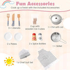 Costzon Corner Kids Kitchen Playset, Wooden Play Kitchen with Sounds & Lights, Washing Machine, Range Hood, Ice Maker, Microwave, Oven, Sink, Pretend Toy Kitchen Set for Toddler, Gift for Boys Girls