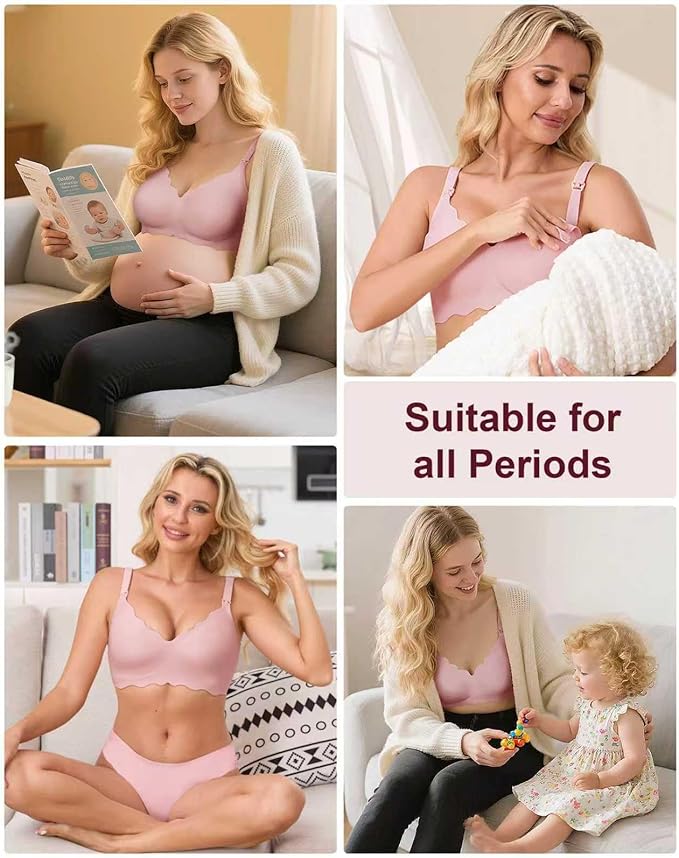 QDN 3 Pack Nursing Bras for Breastfeeding Pregnancy Bras for Women Maternity Nursing Bra Sleep Bras for Women