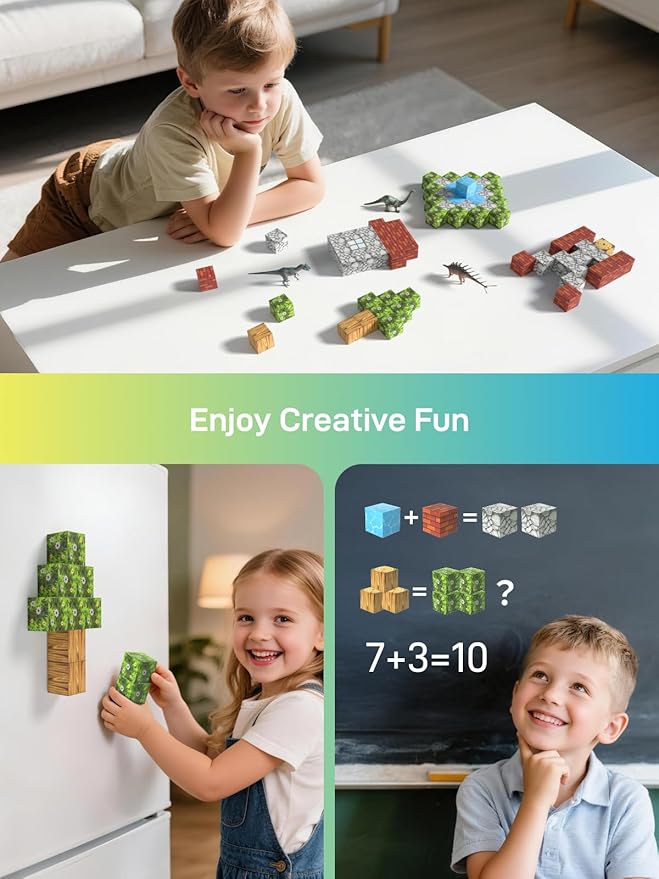 108PCS Magnetic Building Blocks with 6 Dinosaur Toys for Kids 3-5,Toddler World Magnetic Cubes ,STEM Toys for 4-8 5-7 Year Old Boys Girls,Sensory Creative Activities Holiday Birthday Party Favor Gift