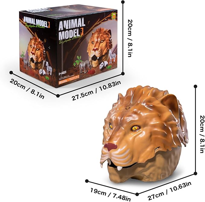 Safari Animals Playset, 41Pcs Jungle Zoo Animal Toys for Toddlers 1-3/Kids 3-5 - Light-Up Sound Lion Basket, Non-Toxic Educational Figurines, Ideal Birthday for Boys & Girls