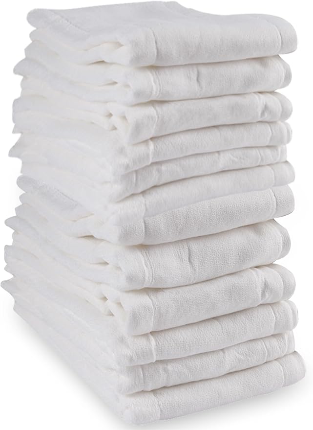 Prefold Cloth Diapers - Premium Cotton, Fasoar 3 Ply Environmental Friendly Baby Washable Diaper Covers for Babies to Toddlers Multi-Use (10-35 lbs) 12 Count