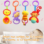 Baby Toys, Cartoon Animal Hanging Rattle Toys, Handbells Baby Rattles, Baby Bed Crib Car Seat Travel Stroller Toys for Infant, Best Birthday Gift for Newborn, 4 Pack