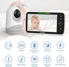 HelloBaby 6”IPS Large Screen, Video Baby Monitor with Upgraded 4000mAh Battery, 2-Way Talk, Night Vision, Pan-Tilt-Zoom, No WiFi, ECO Mode