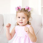 Birthday Hair Bow for Baby Girls 1 2 3 4 5 6 Year Old Sprinkle Hair Clips Happy Birthday Decorations for Girls Toddlers With Pom-Poms Ice Cream Candy Party Pink Hair Accessories for 3rd Sweet Party