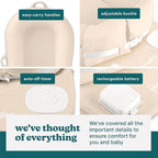 MyBaby 3-in-1 Calming Baby Cushion, Soothing Comfort for Newborns & Infants, Snuggling Sensation, Sound and Vibration, Designed for Safety, Rechargeable & Machine-Washable, by Homedics, Tan