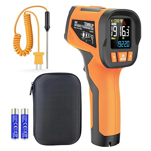 Infrared Thermometer Temperature Gun, -40℉~1922℉, High Temp Thermometer 30:1 Pyrometer with Probe, Non-Contact Digital Laser Thermometer for Cooking, Engine, Kiln, Forging, HVAC, Industrial