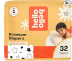 Hello Bello Diapers, Size 1 (8-12 lbs) Superstars, 32 Count of Premium Disposable Baby Diapers, Hypoallergenic with Soft, Cloth-Like Feel