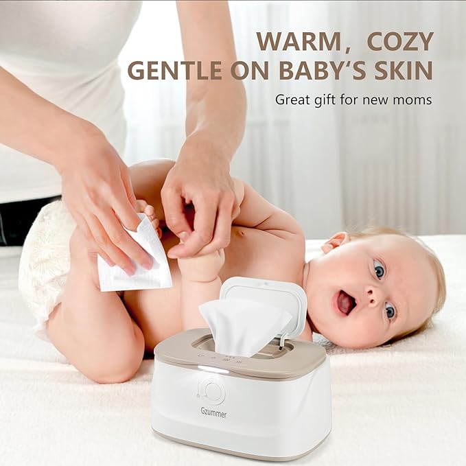 Baby Wipe Warmer, Wipe Warmer and Baby Wet Wipes Dispenser, 3 Temperature Control Large Capacity Wipes Warmer for Babies with Night Light (Gray+White)