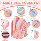 Kids Backpack for Girls School Bags for Middle School Students Book Bag for Elementary Primary Kawaii Ita Backpack, Pink and Beige