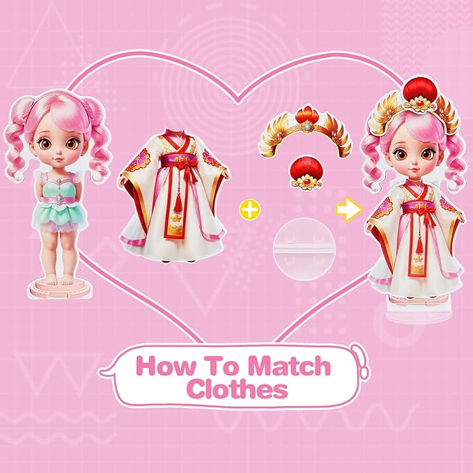 Magnetic Dress Up Dolls,Paper Dolls for Girls Ages 4-10,DIY Princess Magnetic Dress-Up Doll Pretend Play Set, Great for Girl Birthday (Liz)