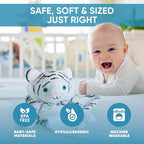 Love By Emi Baby Music Lovey White Tiger, Baby Sleep Soother for Crib & Cuddle Bedtime, White Noise with a Heartbeat & Lullaby, Plush Sound Machine Toy, Stuffed Animal for Newborns, Infants & Toddlers