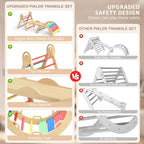 Pikler Triangle Set with Cushion, Montessori Climbing Set, Indoor Climb Toys, Indoor Playground Jungle Gyms, 9 Combinations Climbing Toy Set for Toddler, Baby, Kids 1-4