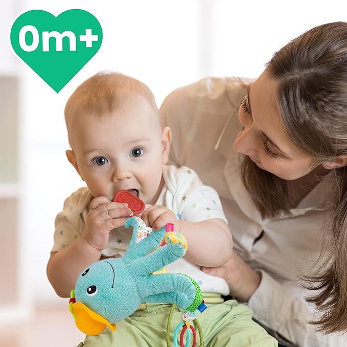 Sumobaby Infant Baby Musical Stuffed Animal Activity Soft Toys, Baby Teething Toys with Multi-Sensory Crinkle, Rattle and Mirror, for Tummy Time Newborn 0-3-6-12 Months Boys, Girls, Octopus, Blue