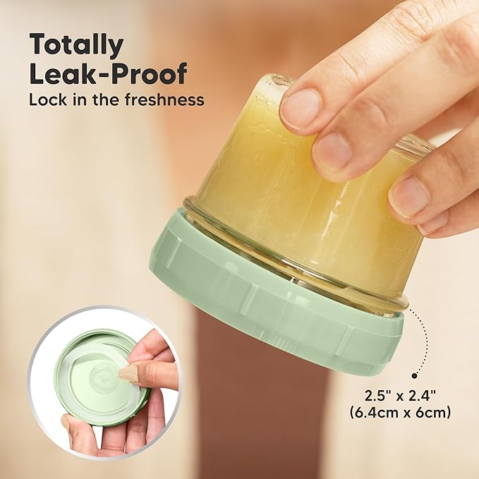 KeaBabies 12pk 4oz Glass Baby Food Containers with Lids - Leak-Proof, Microwavable Small Glass Jars, Baby Purees & Toddler Snack Storage Containers, BPA-Free, Dishwasher & Freezer Safe (Sage)
