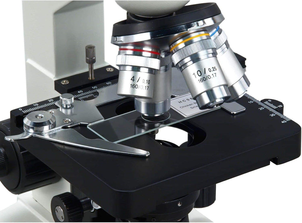 OMAX M83EZ-C02 Digital Lab Trinocular Compound LED Microscope - 40X-2500X Magnification - Features USB Digital Camera & Double Layer Mechanical Stage