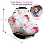 Rquite All-in-1 Car Seat Cover Baby, Carseat Covers for Girl Boy, Stretchy Soft Infant Car Seat Cover, Multi-use Baby Carrier Cover, Car Seat Canopy, Stroller Sun Shade, Nursing Breastfeeding Cover