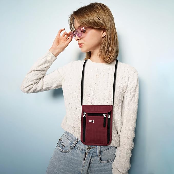 Travel Pouch Neck Wallet Family Passport Holder Organizer Case with RFID Blocking