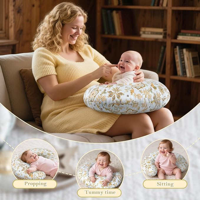 Nursing Pillow & Breastfeeding Pillow – Ergonomic C-Shape for Breastfeeding & Bottle Feeding, Standard Size Breathable with Washable Cover, Hypoallergenic,Tummy Time & Sitting Support (0-18Months)