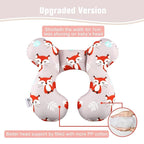vocheer Baby Travel Pillow(Upgraded), Head and Neck Support Pillow for Pushchair, Car Seat,Stroller, Bouncer, Cotton, Orange Fox