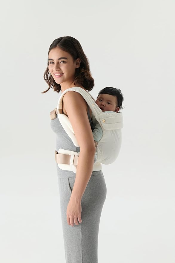 NEST BLANCHE Baby Carrier – Soft Cotton Linen Blend with Magnolia Jacquard Design, Adjustable and Ergonomic for Newborns and Toddlers (Daisy)