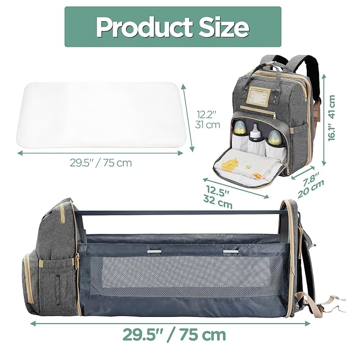 Lenski Diaper Bag Backpack, Baby Shower Gifts for New Mom, Baby Registry Search, Newborn Diaper Bag with Changing Station and USB Charging Port, Toddler Travel Essential, Large Capacity Nappy Bag