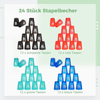 yeesport 48 Pcs Sport Stacking Cups, Sport Training Game for Challenge Competition, Plastic Stacking Cups, Classic Family Game for Kids and Adults, Red+Blue+Green+Black