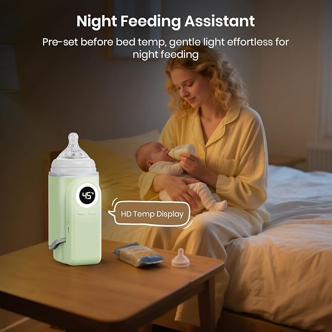 Portable Bottle Warmer for Travel, Precise Temperature Milk Warmer, 10000mAh Long Battery Life USB-C Fast Charging for Breast Milk/Formula Milk Warming, Fit Car, Airplane & On The Go Bottle Warmer