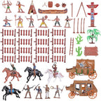 NUOBESTY Cowboys and Indians Plastic Figures Playset, Wild West Cowboys and Indians Models for Miniature Sandbox Decoration Educational Toys for Children