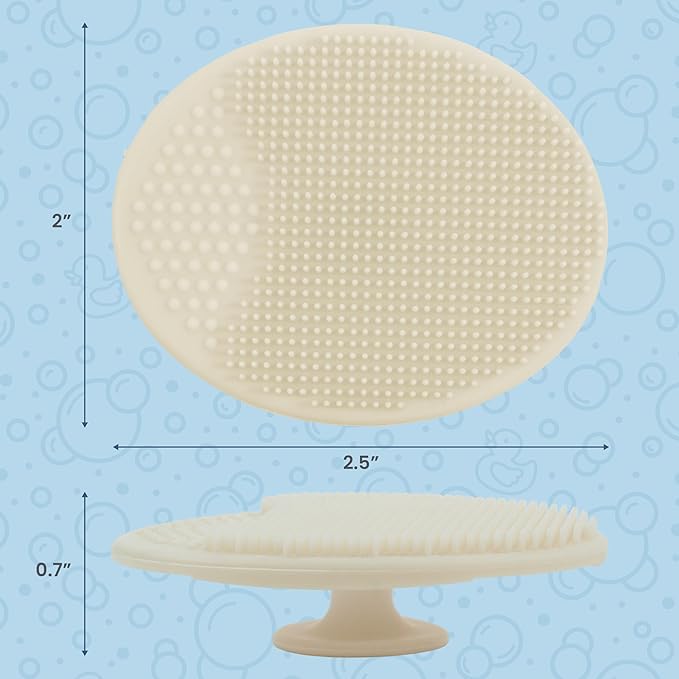 S&T INC. Exfoliating and Massaging Cradle Cap Bath Brushes for Baby, Silicone - 2 Inch x 2.5 Inch, Sage Green & Cream, 2 Pack