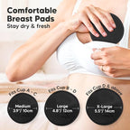 Organic Nursing Pads - 14 Washable Viscose Derived from Bamboo Breastfeeding Pads, Wash Bag, Reusable Breast Pads for Breastfeeding, Nipple Pads for Breastfeeding Essentials(Midnight Black, L 4.8")