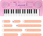 Raimy 37 Keys Keyboard Piano for Kids, Portable Keyboard Piano Early Learning Educational Electronic Musical Instrument Toys Gifts for 3 4 5 6 7 8 9 Year Old Boys and Girls (Pink)