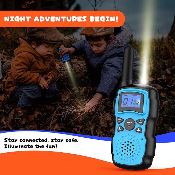 Wishouse Walkie Talkies for Kids Adults Long Range,Xmas Birthday Gift for 4 5 6 7 8 9 10 Year Old Boys Girls,Hiking Camping Gear Toys with Lamp,Lanyards,VOX,Easy to Use,4 Pack(No Battery No Charger)