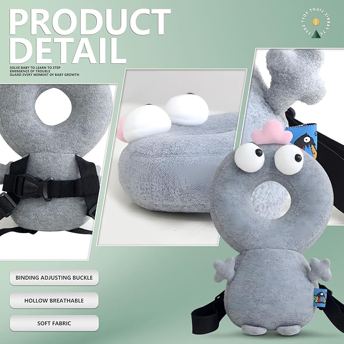 Baby Head Protector,Adjustable Baby Head Protection Backpack (Gray Weirdo)