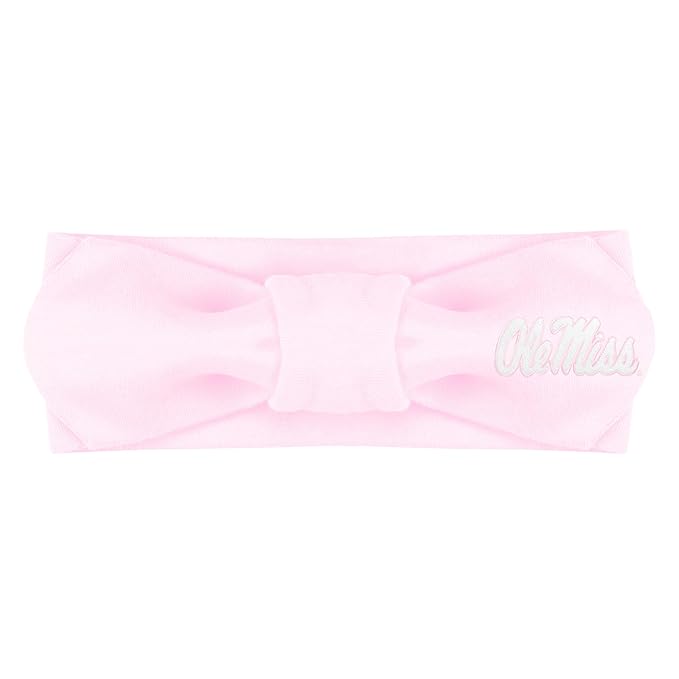 Creative Knitwear Ole Miss Rebels Infant Girls Pink Solid Hair Knot Headband Embroidered Logo - Size Newborn - 4T