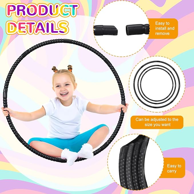 Shappy 6 Pcs Exercise Hoop Detachable Adjustable Plastic Toy Playground Toys Colored Hoop Circles for Teens Games Gymnastics Dog Agility Equipment Party Decor