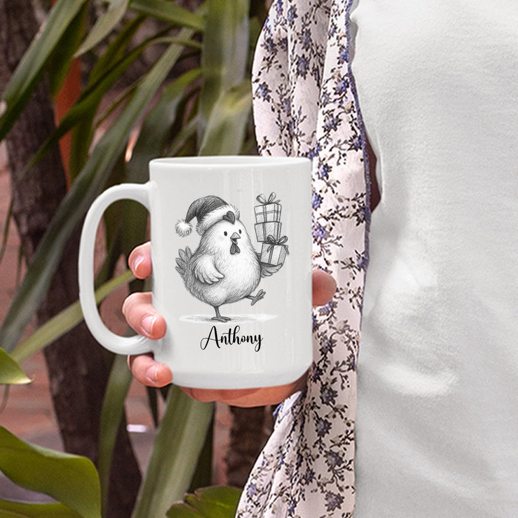 Personalized Name Chicken Coffee Mug Gift, Awesome Chicken White Ceramic Mug 11 Oz 15 Oz, Customized Animal Accent Cup Gift For New Year Anniversary, Unique Teacup For Chickens Lovers/Chickens Lady