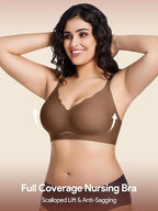HBselect 3Pack Nursing Bras for Breastfeeding Seamless Scalloped Maternity Bras for Pregnancy Ultra Comfort Sleep Bras