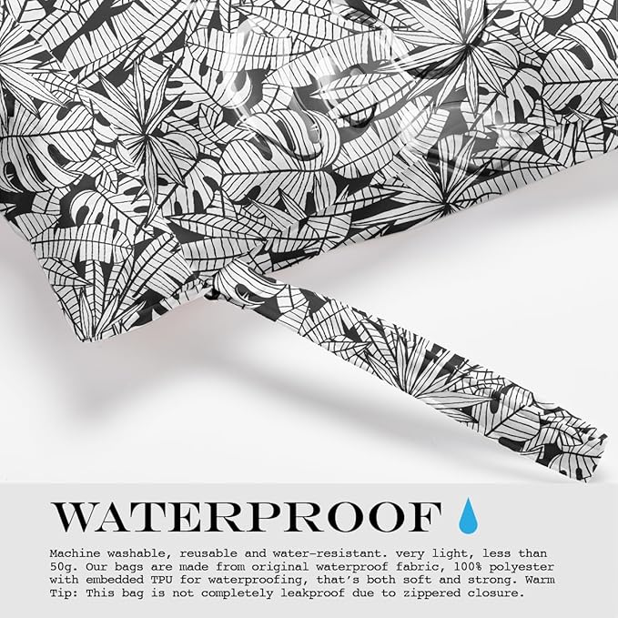 Wet Bag, Wet Dry Bag, Wet Bag for Swimsuit, Travel, Beach, Pool, Diapers, Dirty Yoga Gym Clothes, Makeup Bag, Waterproof Tropical Palm Leaves Decor Jungle Palm Leaf Favors