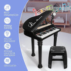 Love&Mini Piano Keyboard Toy for Kids - 31 Keys Toddlers Black Piano Toy with Microphone and Stool for Kids Age 3+ Years Old Girls Boys Birthday Gift